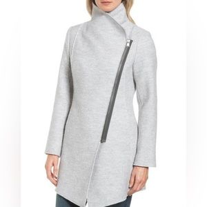 Halogen Wool blend Grey coat asymmetrical zipper SIZE SMALL